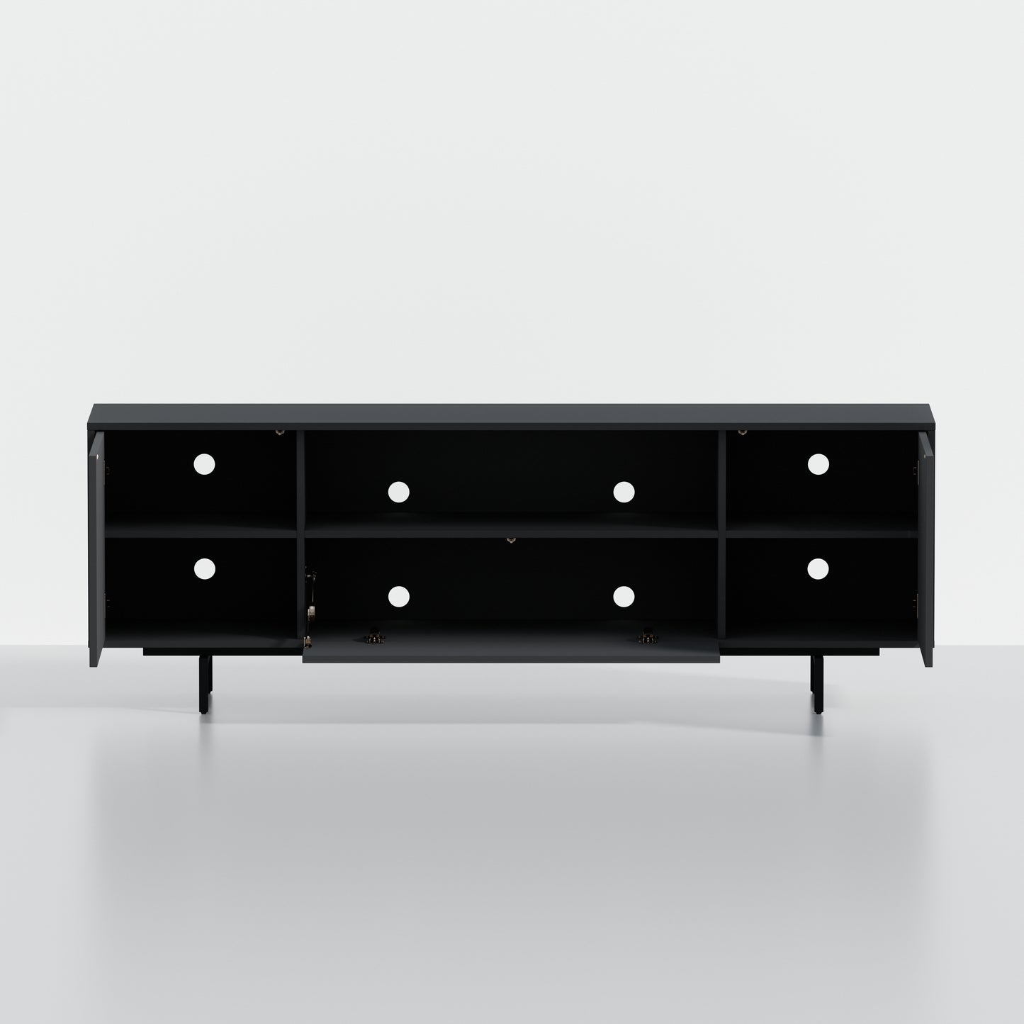 ComfIQ Norrhaus 75-Inch Modern TV Stand with Center Channel Speaker Shelf and Flip Down Door
