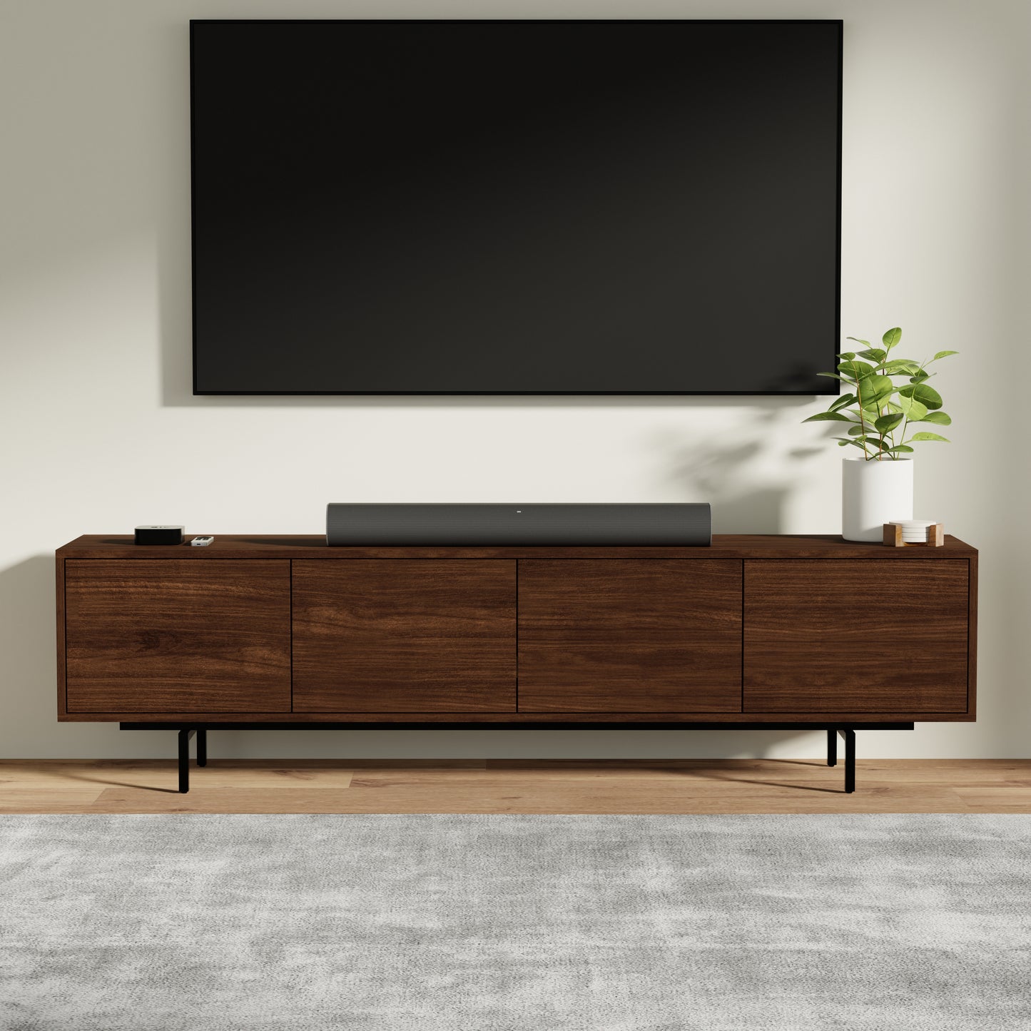 ComfIQ Norrhaus 75-Inch Modern TV Stand with 4-Doors
