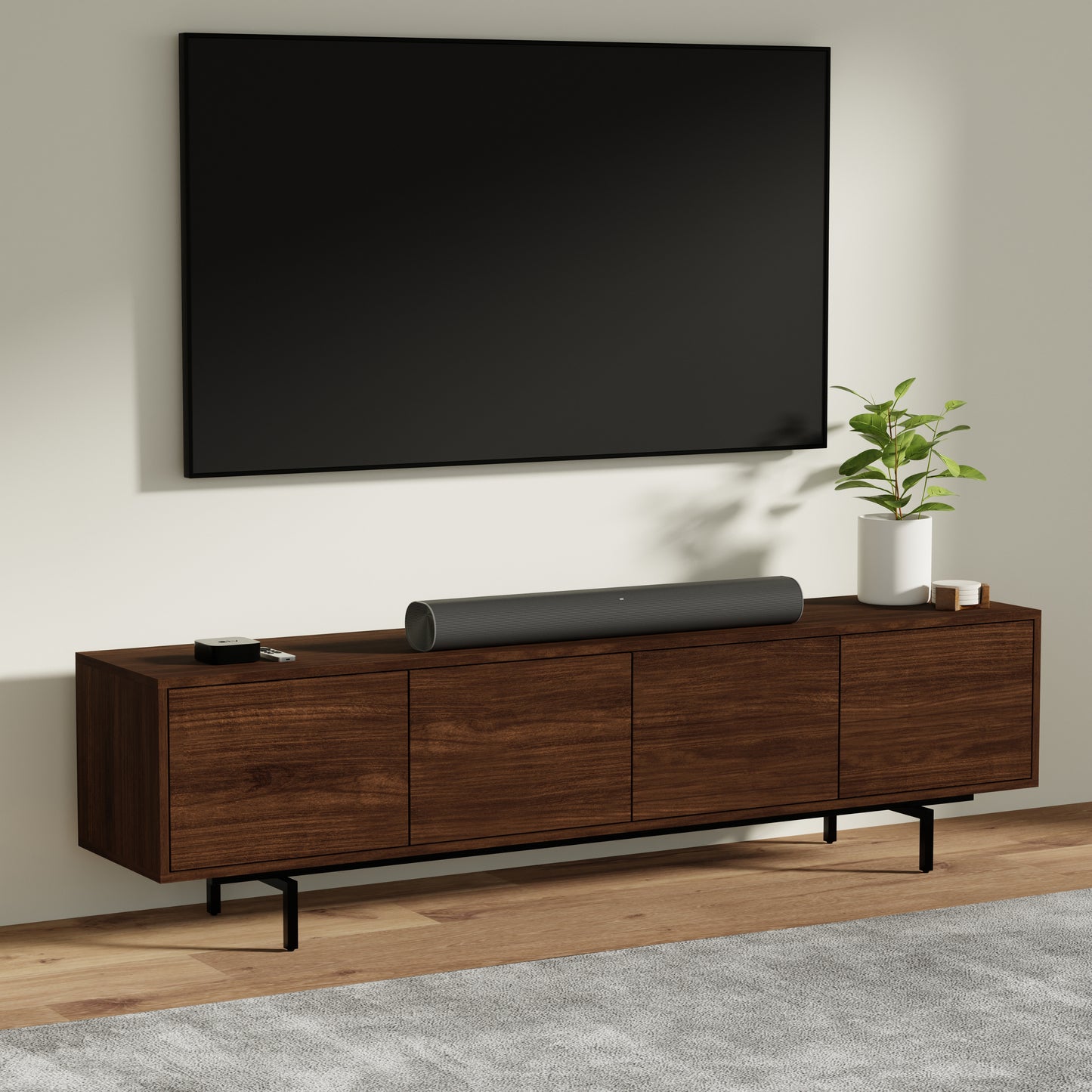 ComfIQ Norrhaus 75-Inch Modern TV Stand with 4-Doors