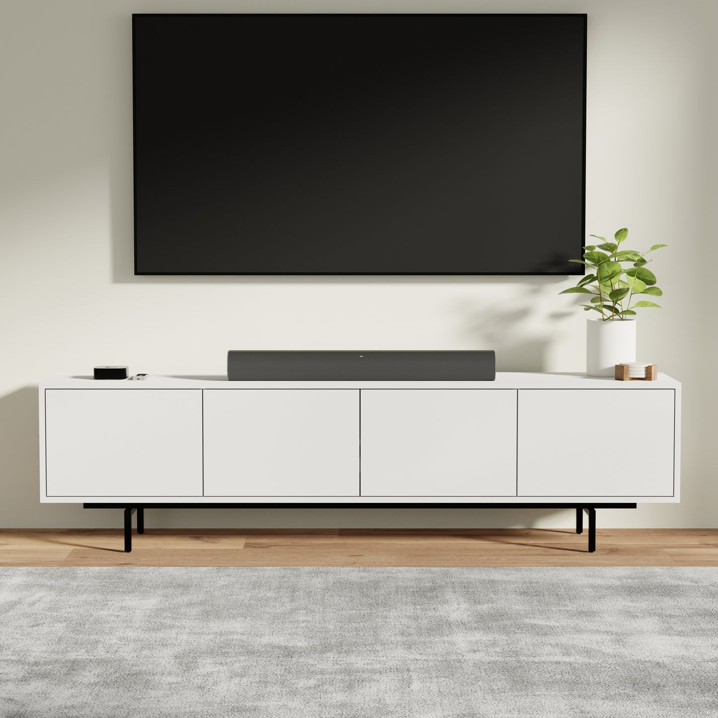 ComfIQ Norrhaus 75-Inch Modern TV Stand with 4-Doors