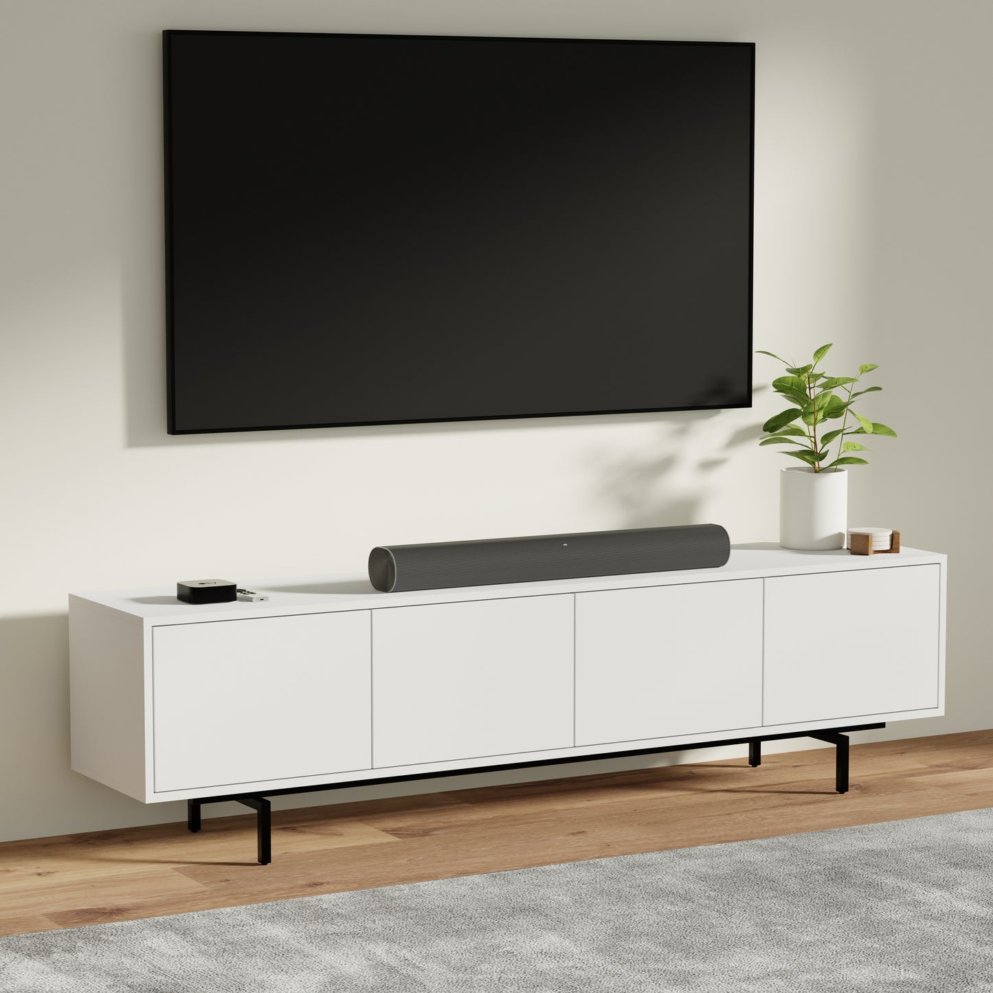 ComfIQ Norrhaus 75-Inch Modern TV Stand with 4-Doors