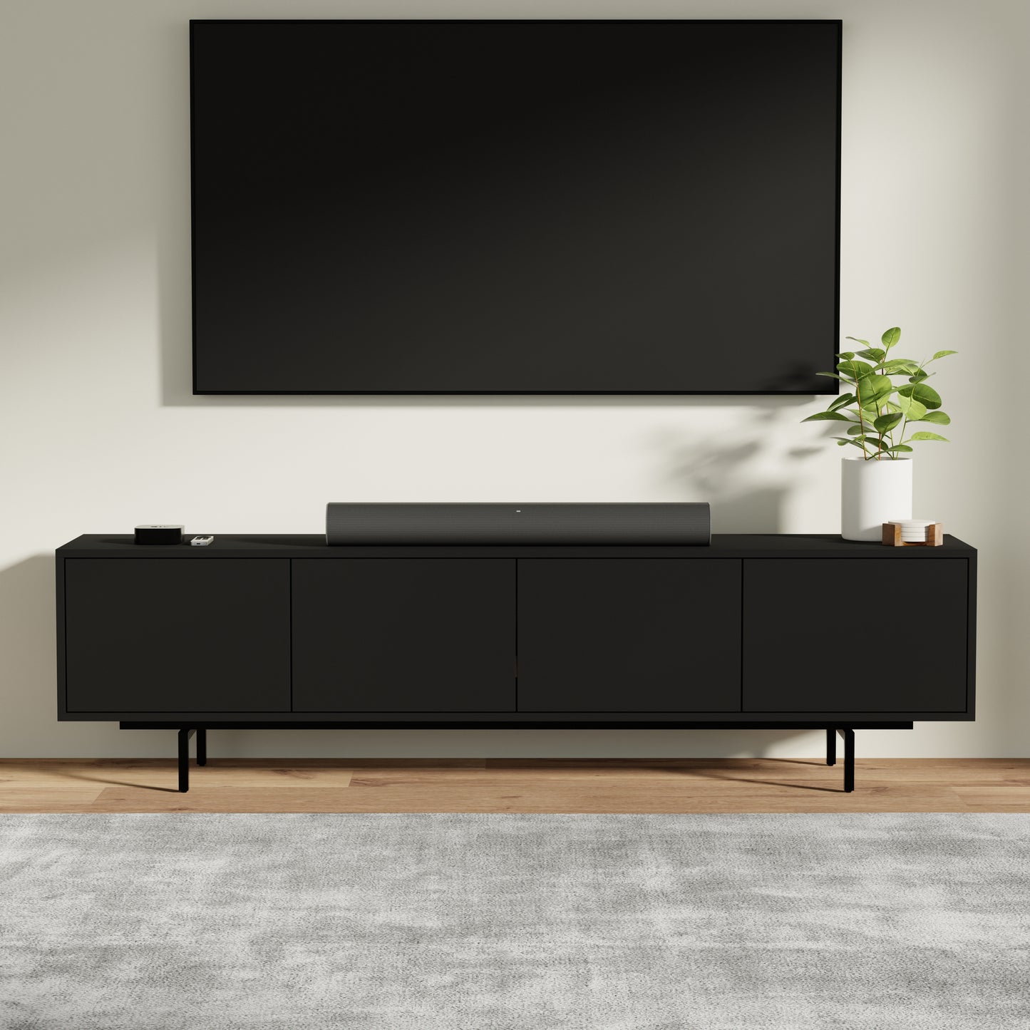 ComfIQ Norrhaus 75-Inch Modern TV Stand with 4-Doors
