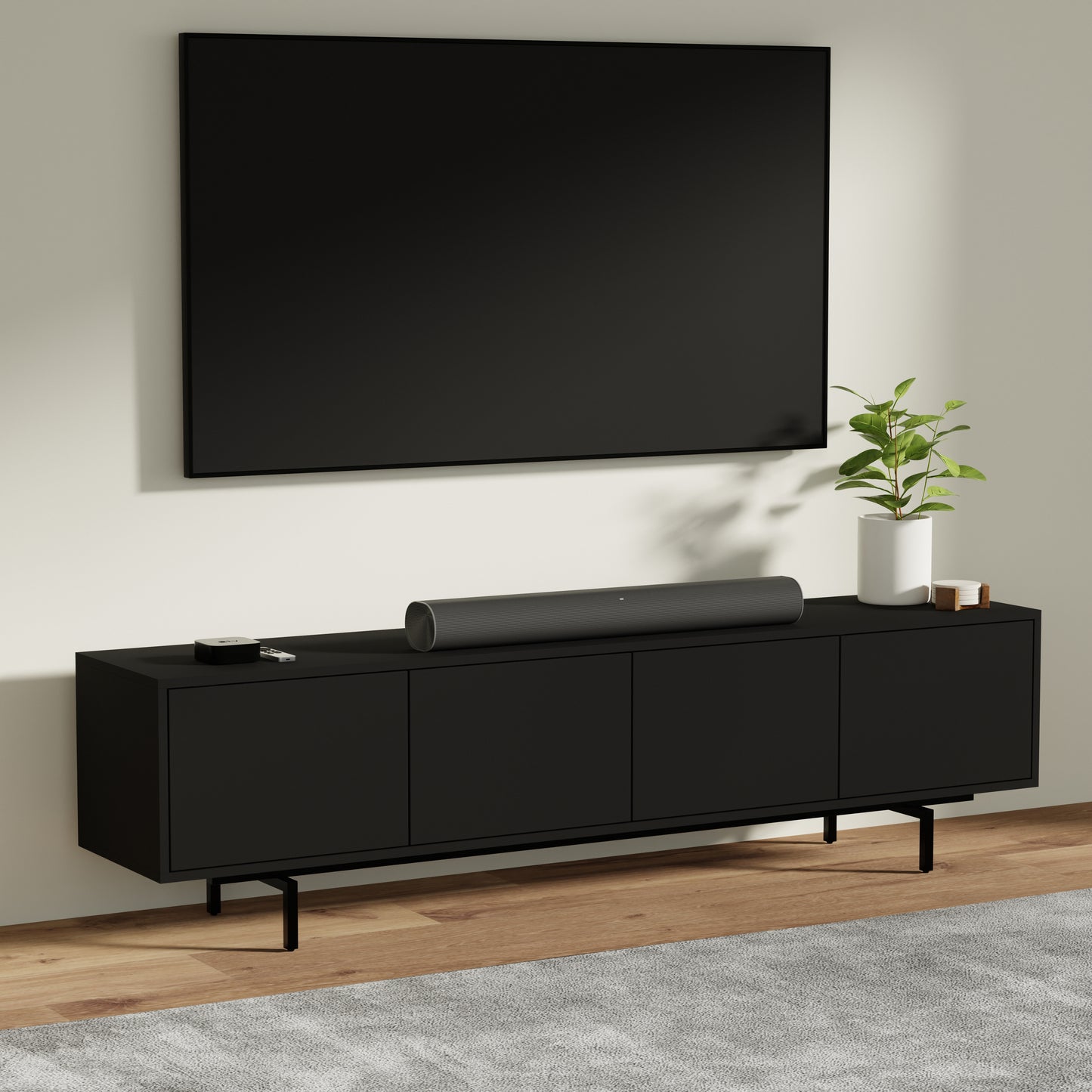 ComfIQ Norrhaus 75-Inch Modern TV Stand with 4-Doors