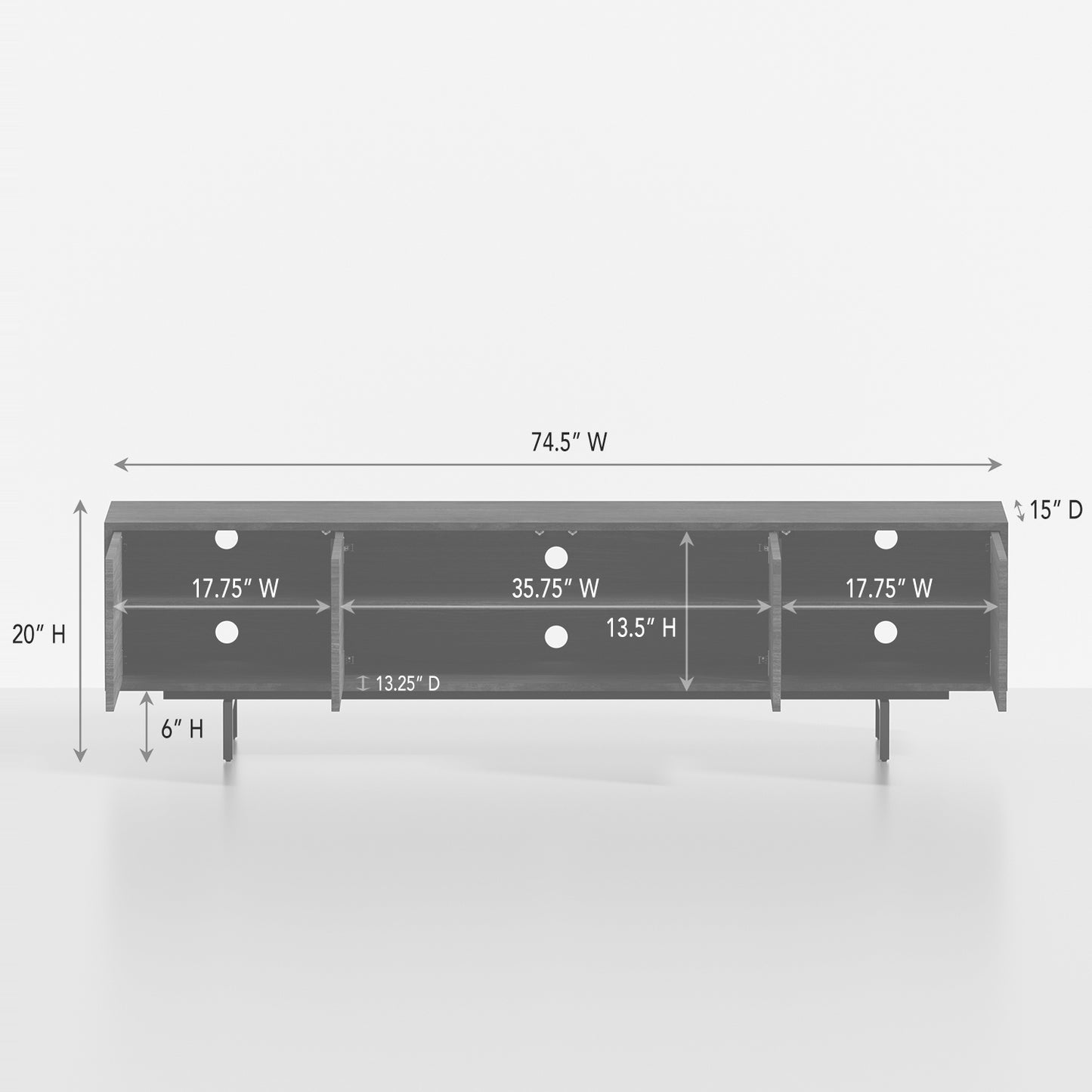 ComfIQ Norrhaus 75-Inch Modern TV Stand with 4-Doors