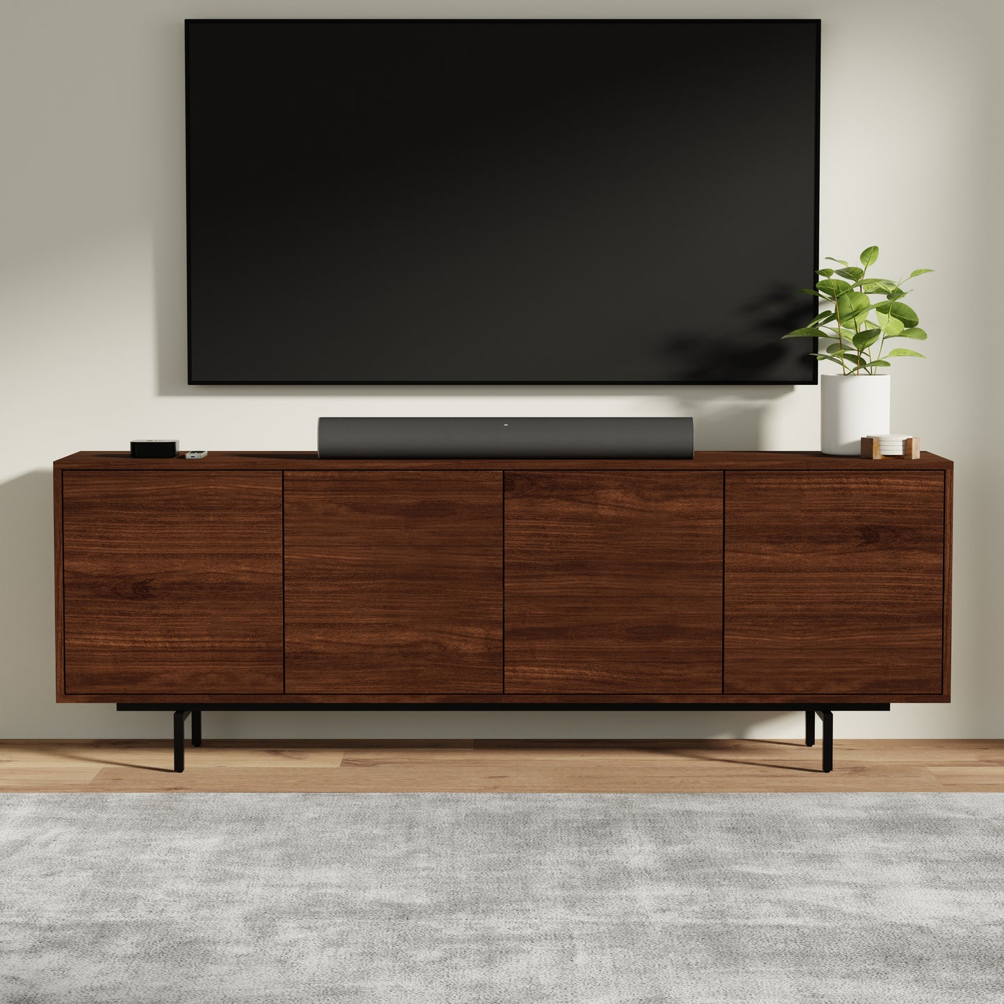 ComfIQ Norrhaus 75-Inch Modern TV Stand with 4-Doors