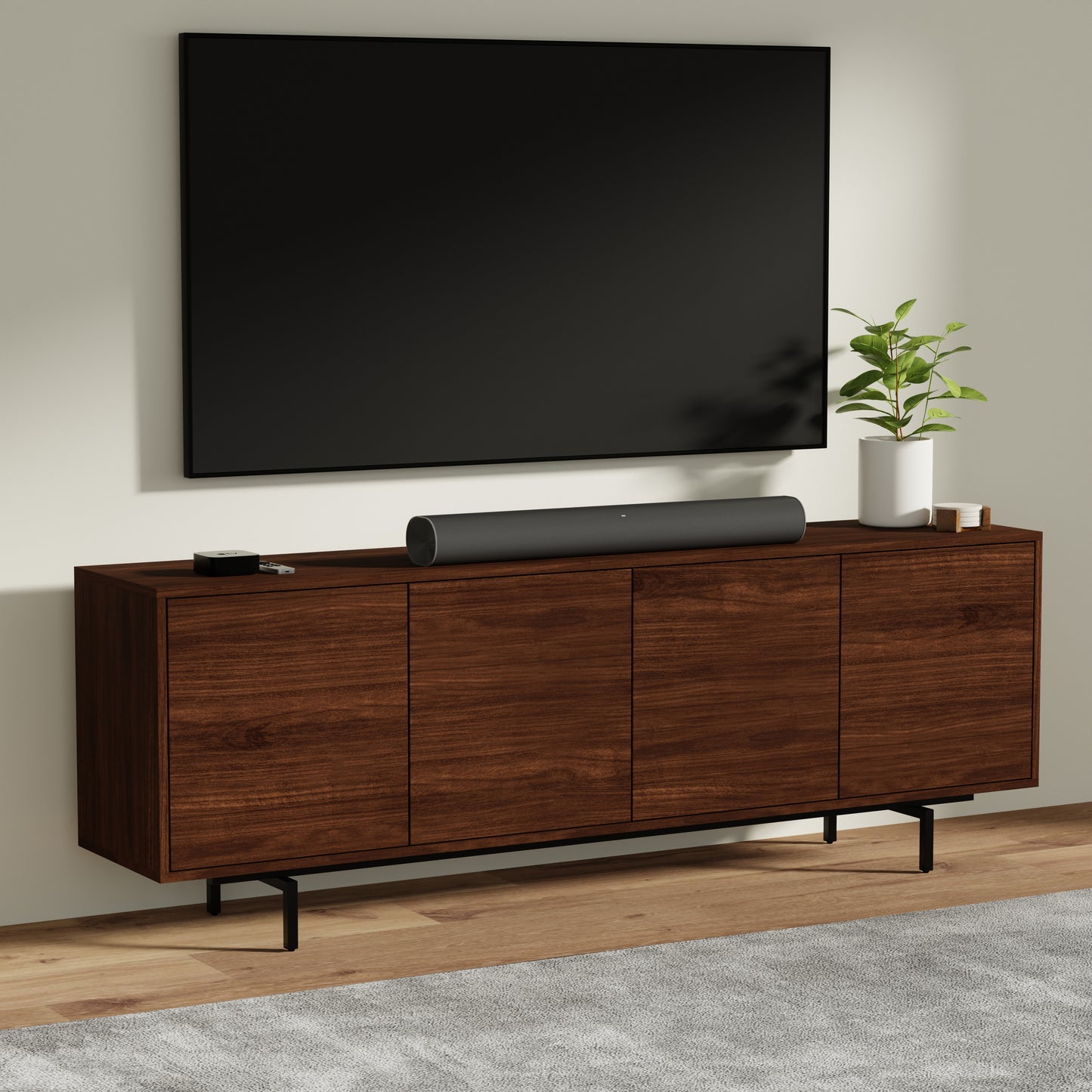 ComfIQ Norrhaus 75-Inch Modern TV Stand with 4-Doors
