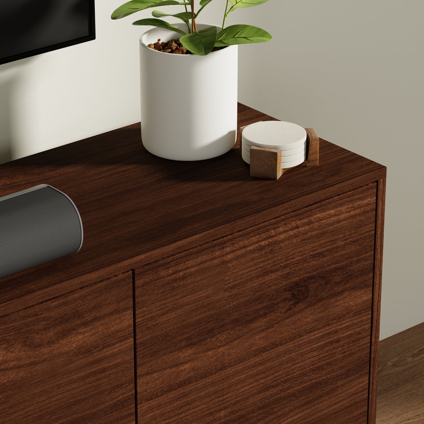 ComfIQ Norrhaus 75-Inch Modern TV Stand with 4-Doors