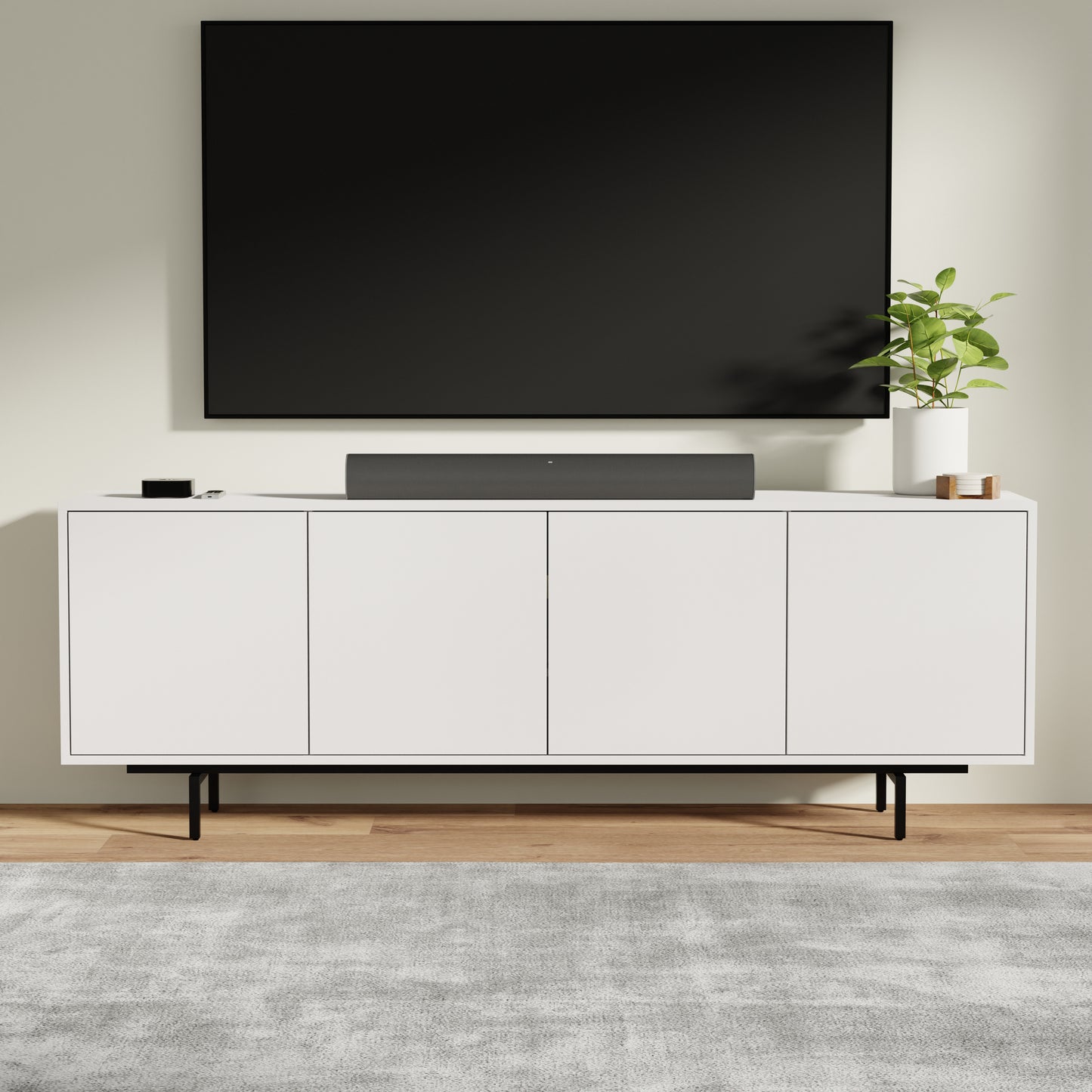 ComfIQ Norrhaus 75-Inch Modern TV Stand with 4-Doors