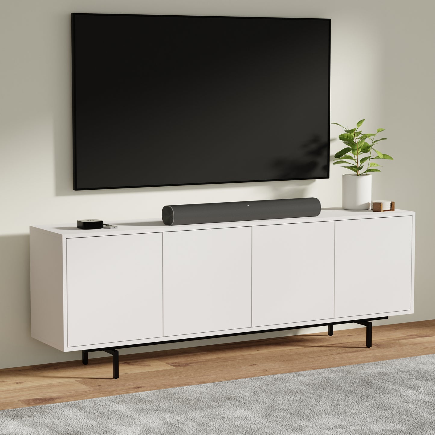 ComfIQ Norrhaus 75-Inch Modern TV Stand with 4-Doors