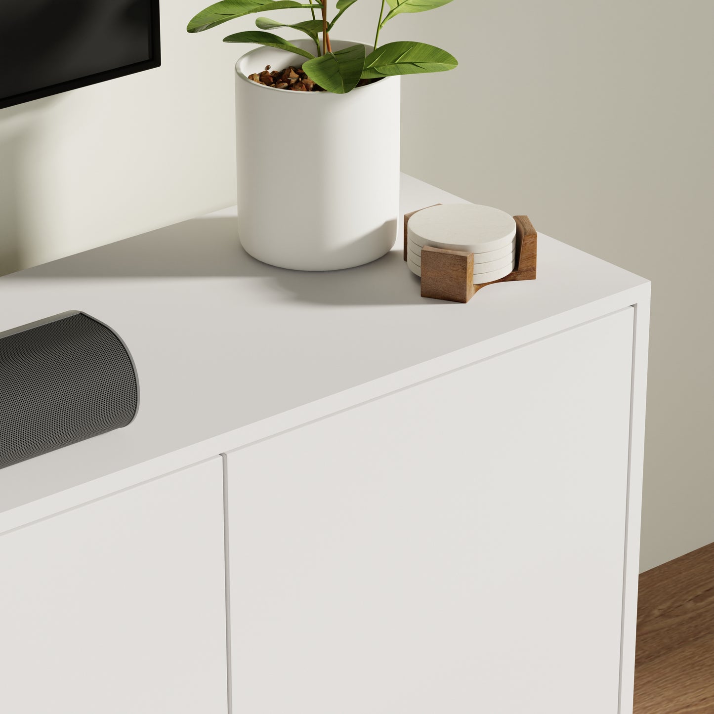 ComfIQ Norrhaus 75-Inch Modern TV Stand with 4-Doors