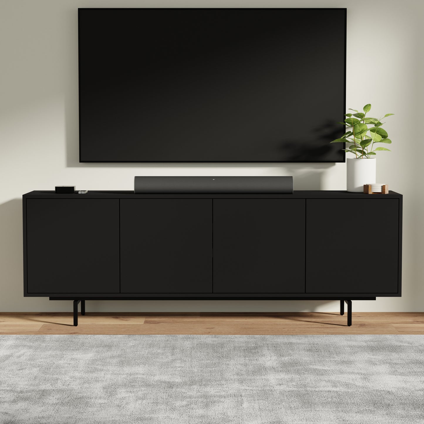 ComfIQ Norrhaus 75-Inch Modern TV Stand with 4-Doors