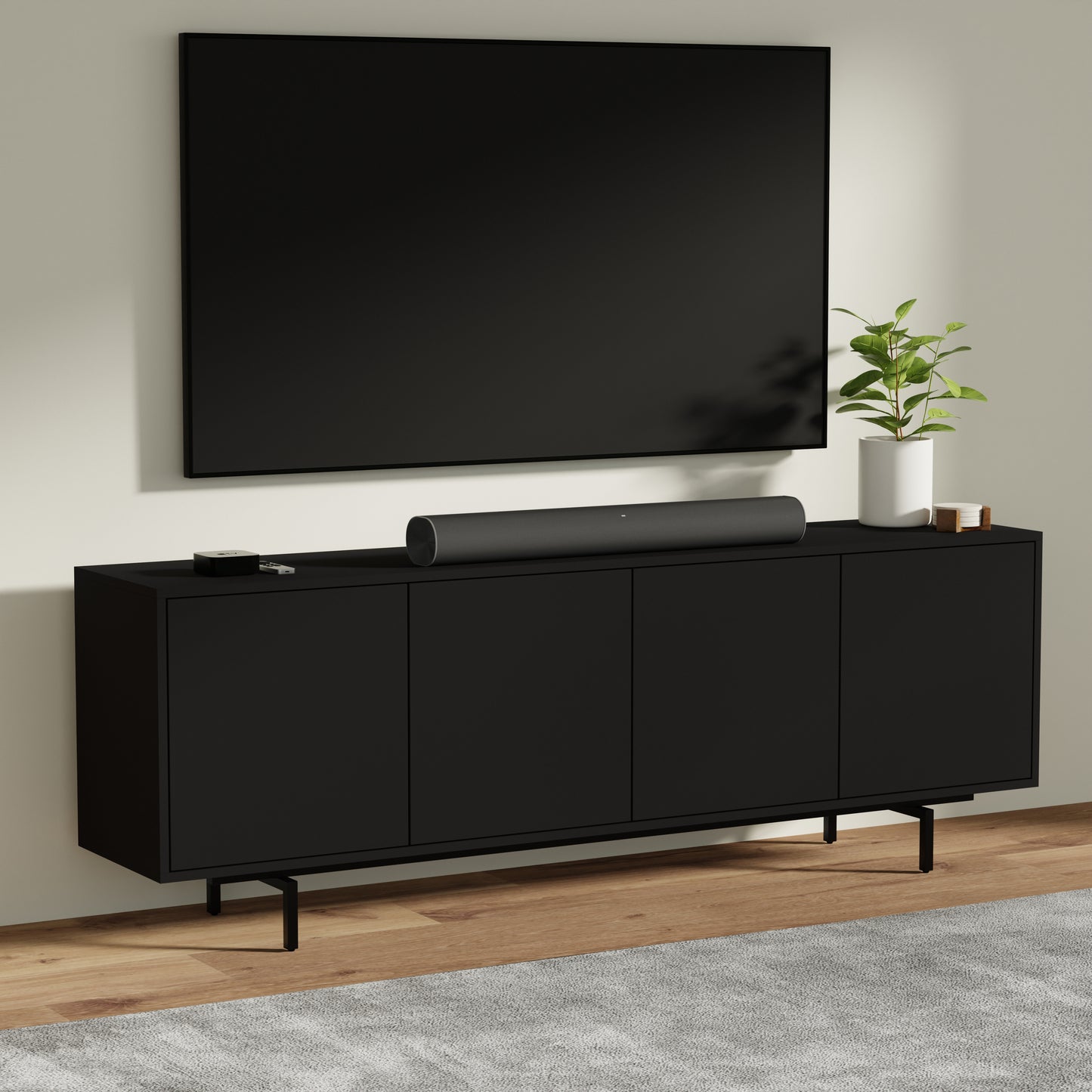 ComfIQ Norrhaus 75-Inch Modern TV Stand with 4-Doors