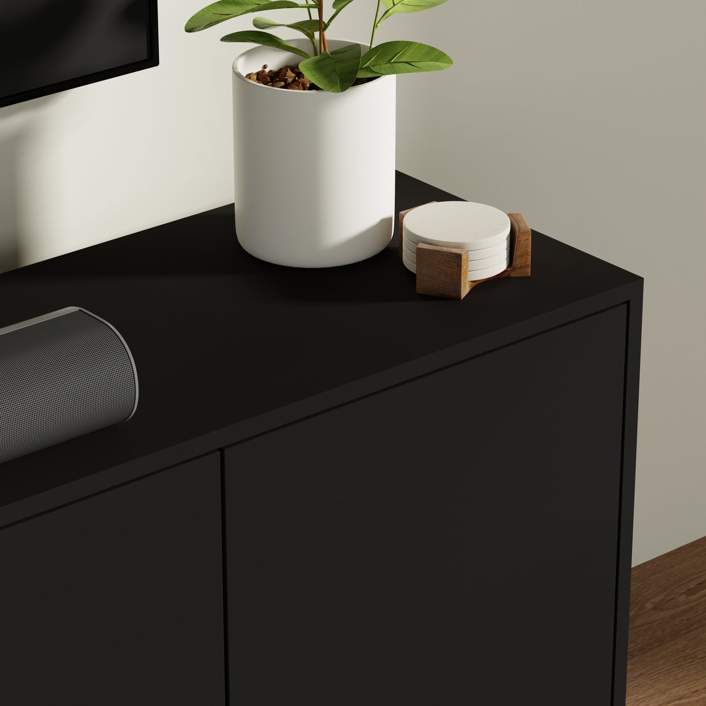 ComfIQ Norrhaus 75-Inch Modern TV Stand with 4-Doors