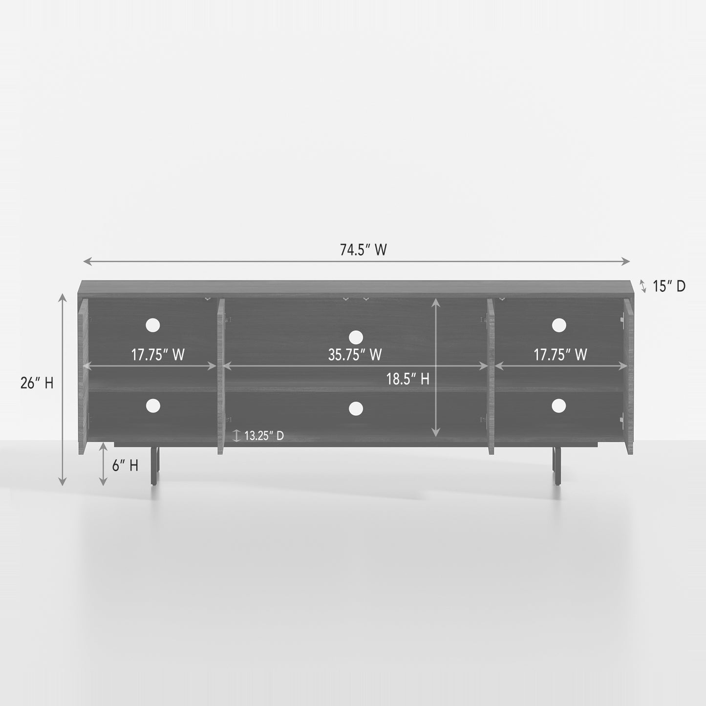 ComfIQ Norrhaus 75-Inch Modern TV Stand with 4-Doors