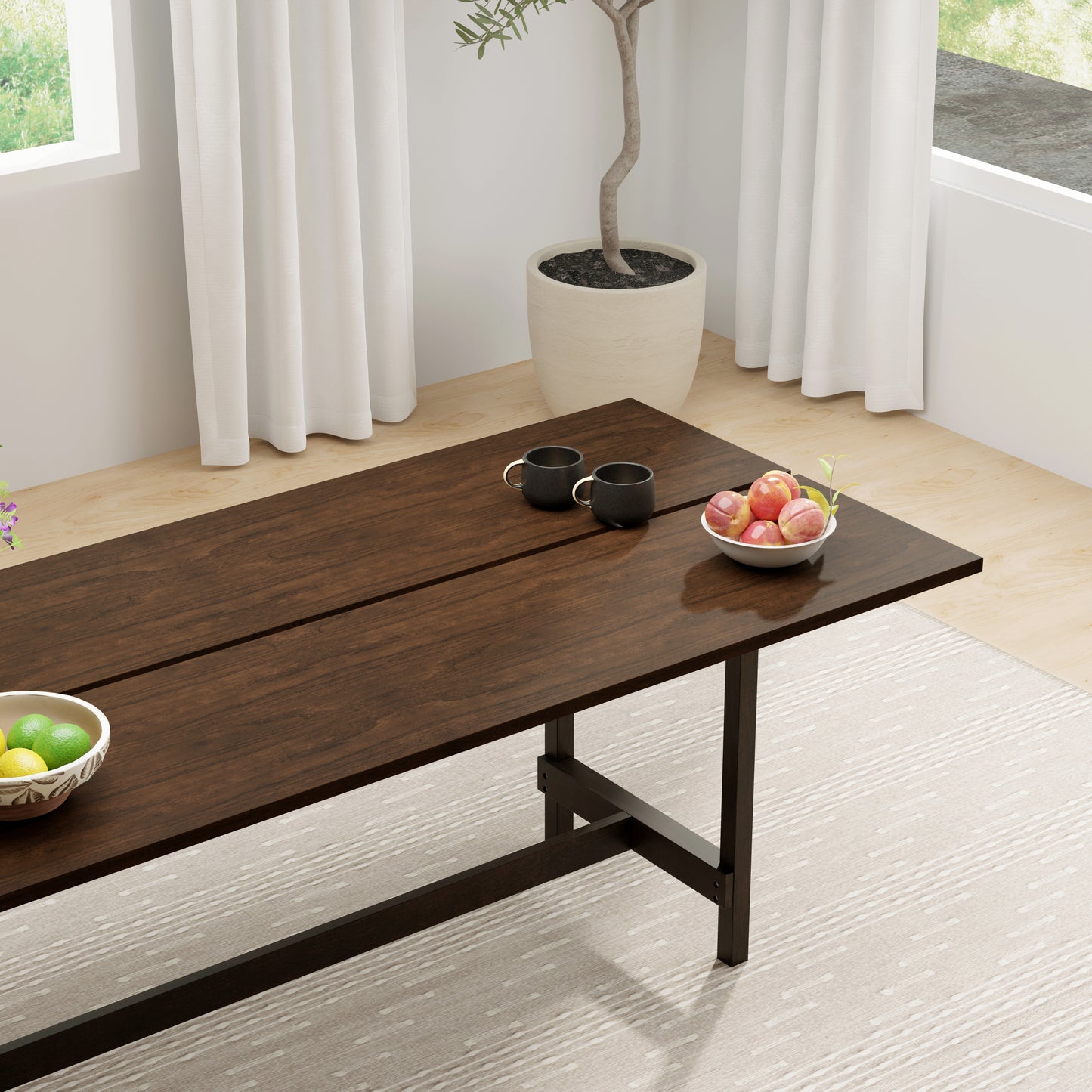 ComfIQ 84" Japandi Split-Top Wood Dining Table