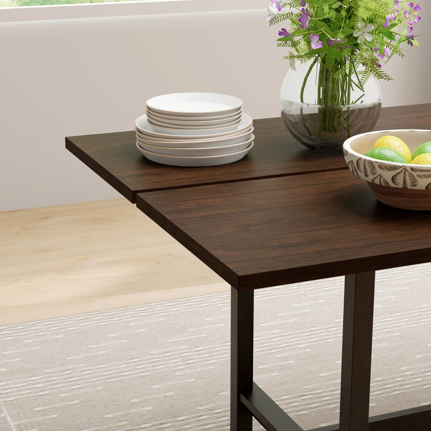 ComfIQ 84" Japandi Split-Top Wood Dining Table