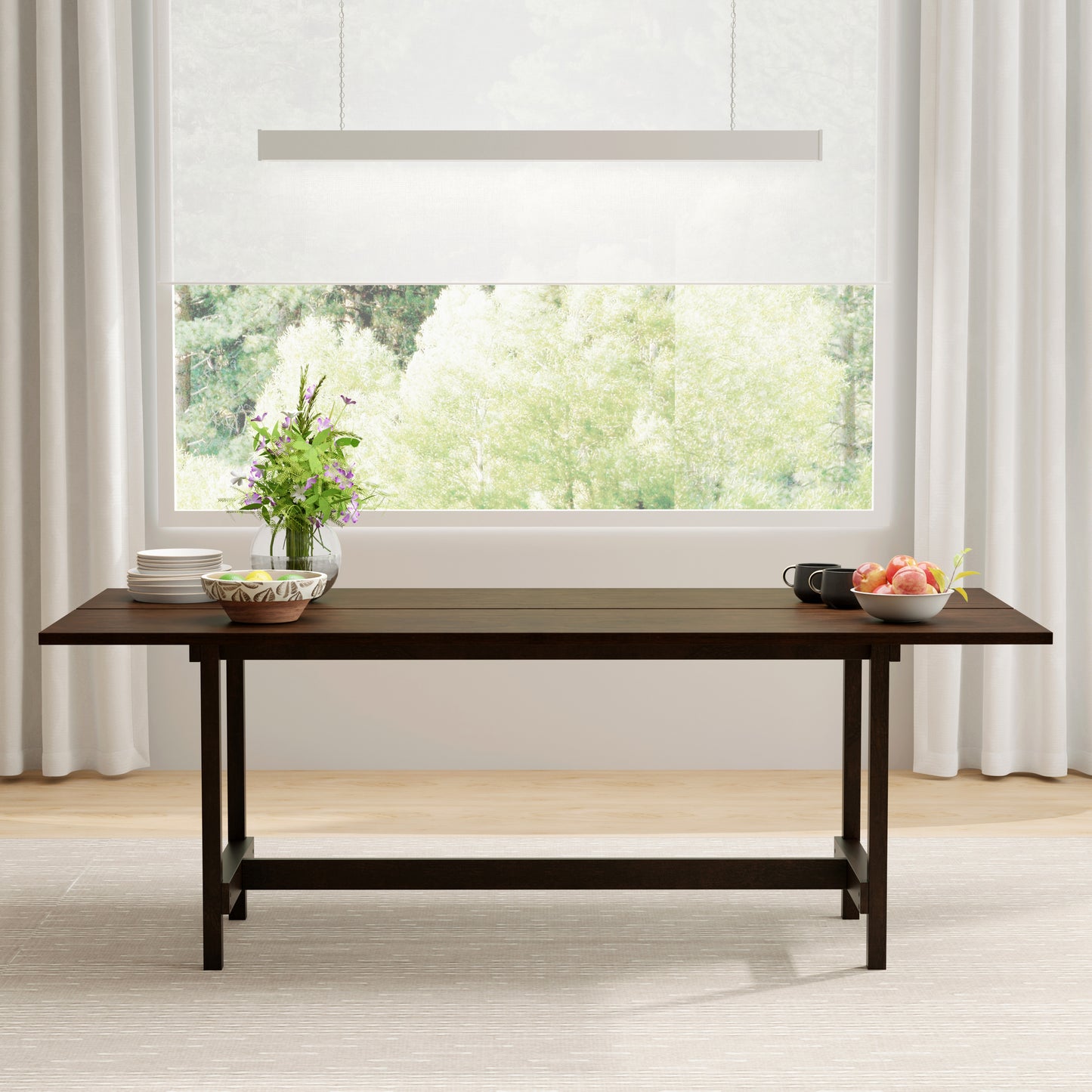 ComfIQ 84" Japandi Split-Top Wood Dining Table