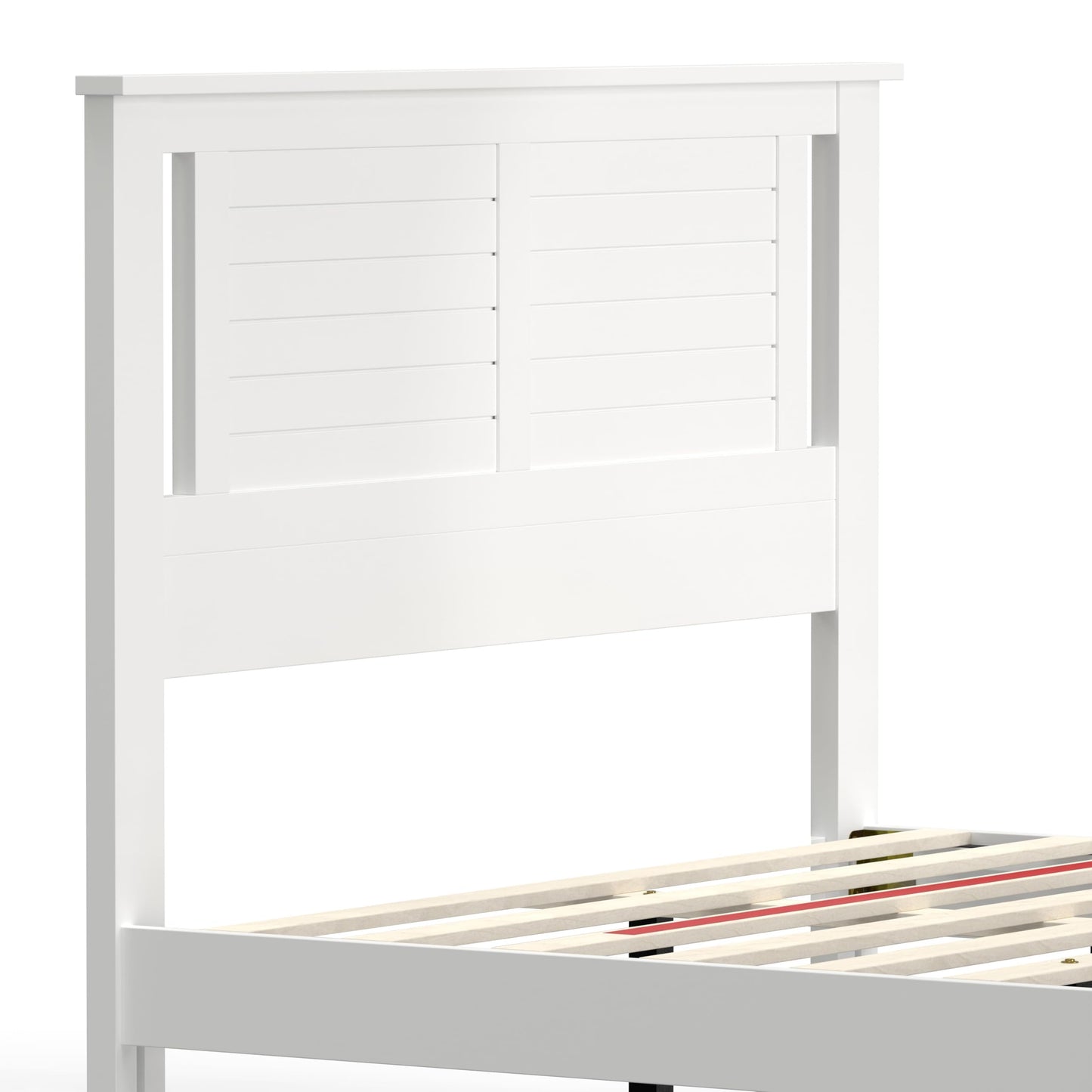 ComfIQ Serene Solid Wood Modern Farmhouse Platform Bed with Horizontal Scoring Headboard