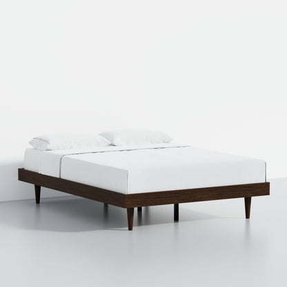 ComfIQ HavenWood Modern Solid Wood Platform Bed with Optional Adjustable Headboard with Cushion