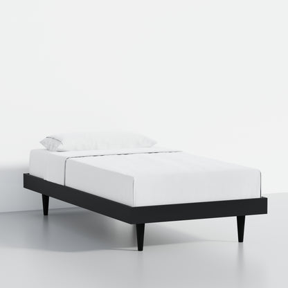ComfIQ HavenWood Modern Solid Wood Platform Bed with Optional Adjustable Headboard with Cushion