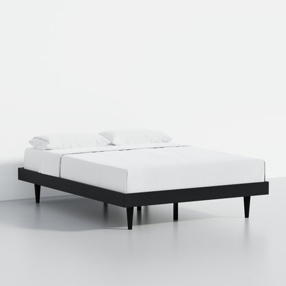 ComfIQ HavenWood Modern Solid Wood Platform Bed with Optional Adjustable Headboard with Cushion