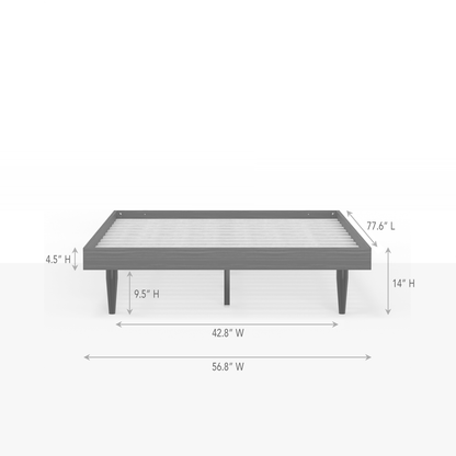 ComfIQ HavenWood Modern Solid Wood Platform Bed with Optional Adjustable Headboard with Cushion