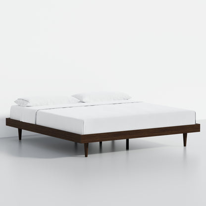 ComfIQ HavenWood Modern Solid Wood Platform Bed with Optional Adjustable Headboard with Cushion