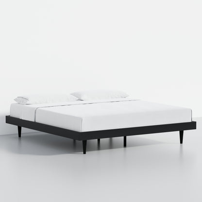 ComfIQ HavenWood Modern Solid Wood Platform Bed with Optional Adjustable Headboard with Cushion