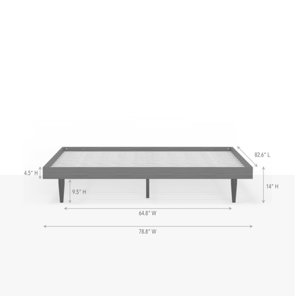 ComfIQ HavenWood Modern Solid Wood Platform Bed with Optional Adjustable Headboard with Cushion