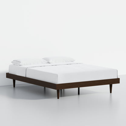 ComfIQ HavenWood Modern Solid Wood Platform Bed with Optional Adjustable Headboard with Cushion