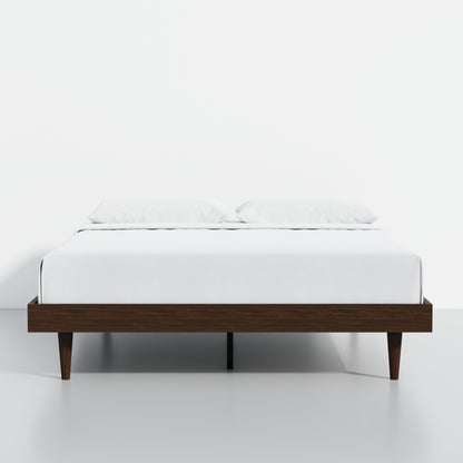 ComfIQ HavenWood Modern Solid Wood Platform Bed with Optional Adjustable Headboard with Cushion