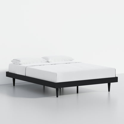ComfIQ HavenWood Modern Solid Wood Platform Bed with Optional Adjustable Headboard with Cushion