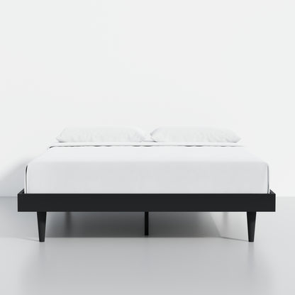 ComfIQ HavenWood Modern Solid Wood Platform Bed with Optional Adjustable Headboard with Cushion