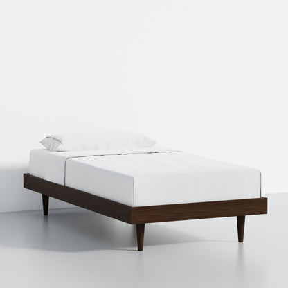 ComfIQ HavenWood Modern Solid Wood Platform Bed with Optional Adjustable Headboard with Cushion