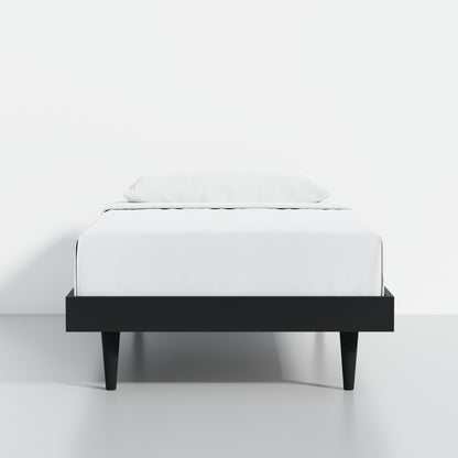 ComfIQ HavenWood Modern Solid Wood Platform Bed with Optional Adjustable Headboard with Cushion