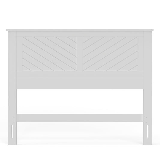ComfIQ Serene Solid Wood Modern Farmhouse Panel Headboard with Chevron Scoring