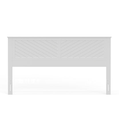 ComfIQ Serene Solid Wood Modern Farmhouse Panel Headboard with Chevron Scoring