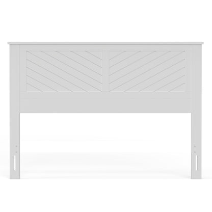 ComfIQ Serene Solid Wood Modern Farmhouse Panel Headboard with Chevron Scoring