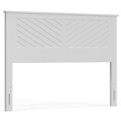ComfIQ Serene Solid Wood Modern Farmhouse Panel Headboard with Chevron Scoring