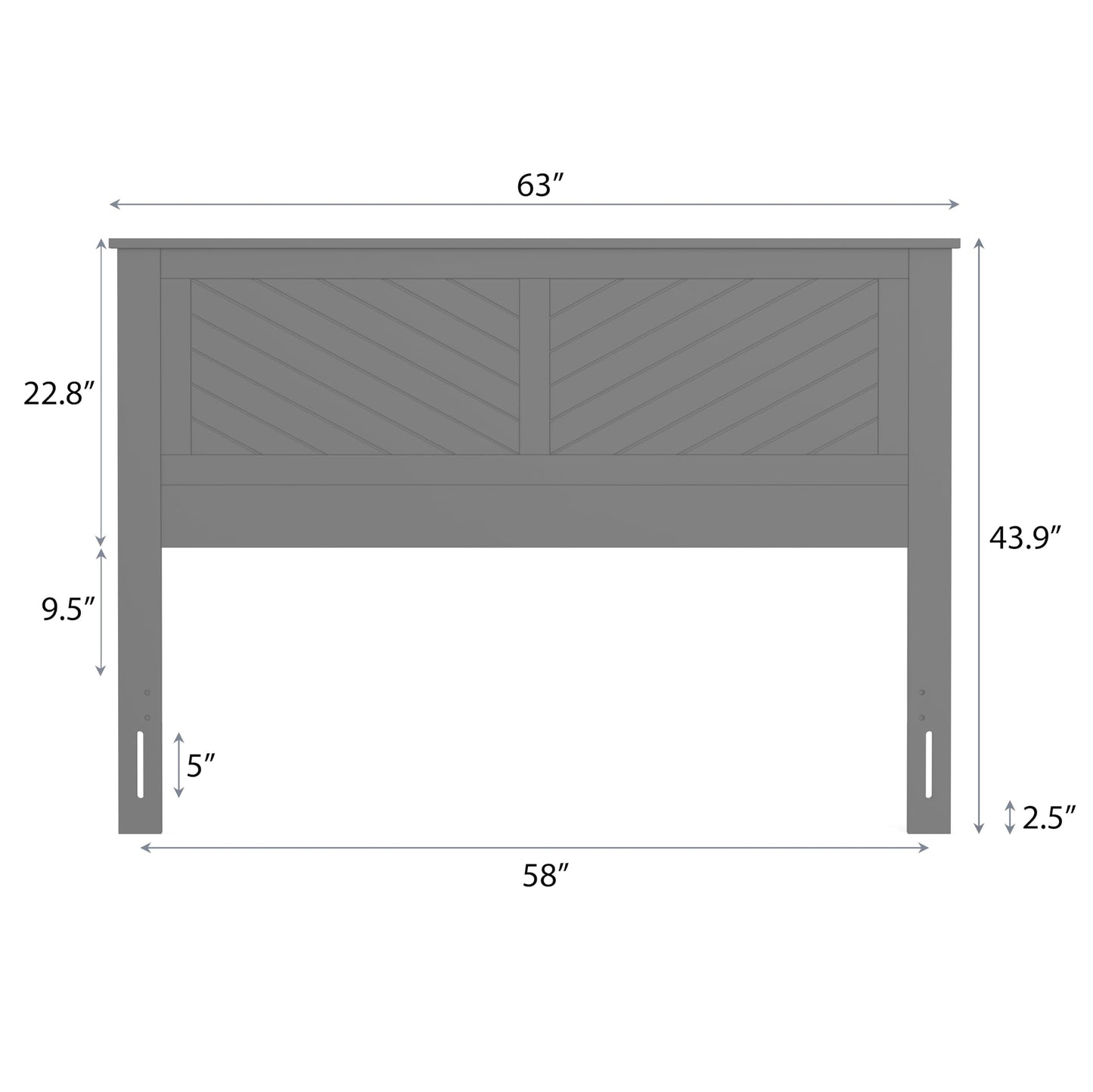 ComfIQ Serene Solid Wood Modern Farmhouse Panel Headboard with Chevron Scoring
