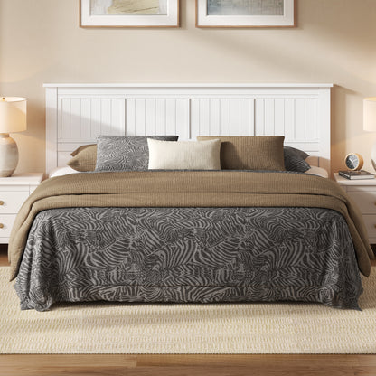 ComfIQ Serene Solid Wood Window-Pane Panel Headboard – Easy Assembly, Casual Coastal Style