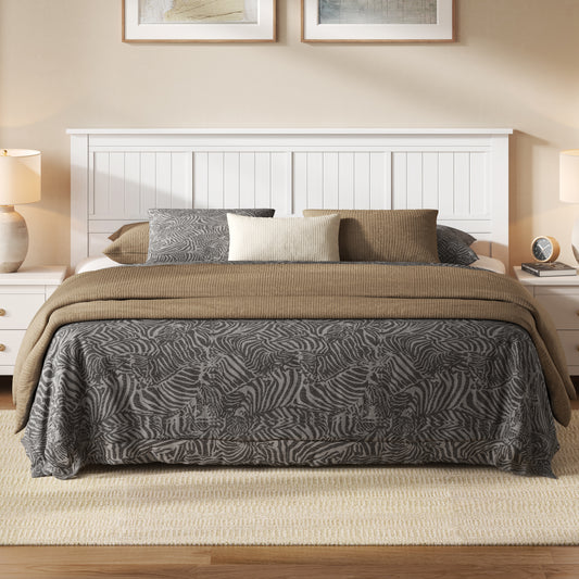 ComfIQ Serene Solid Wood Window-Pane Panel Headboard – Easy Assembly, Casual Coastal Style