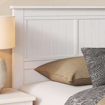 ComfIQ Serene Solid Wood Window-Pane Panel Headboard – Easy Assembly, Casual Coastal Style