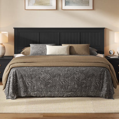 ComfIQ Serene Solid Wood Window-Pane Panel Headboard – Easy Assembly, Casual Coastal Style
