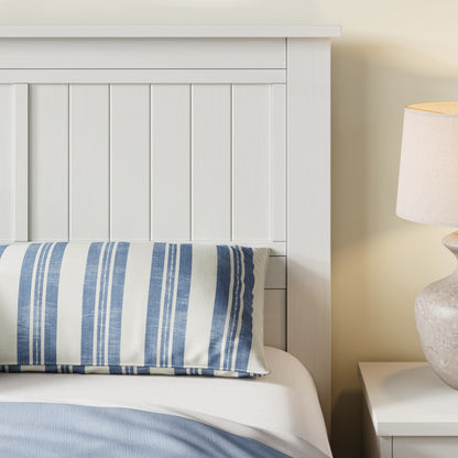 ComfIQ Serene Solid Wood Window-Pane Panel Headboard – Easy Assembly, Casual Coastal Style