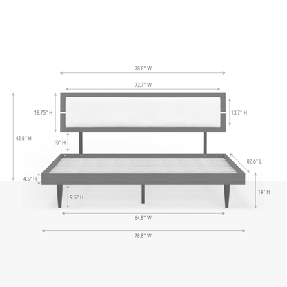 ComfIQ HavenWood Modern Solid Wood Platform Bed with Optional Adjustable Headboard with Cushion