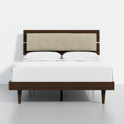 ComfIQ HavenWood Modern Solid Wood Platform Bed with Optional Adjustable Headboard with Cushion
