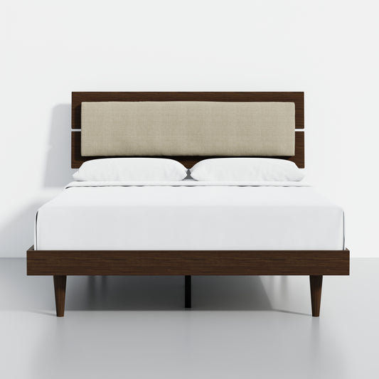 ComfIQ HavenWood Modern Solid Wood Platform Bed with Optional Adjustable Headboard with Cushion
