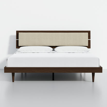 ComfIQ HavenWood Modern Solid Wood Platform Bed with Optional Adjustable Headboard with Cushion