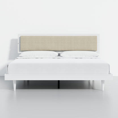 ComfIQ HavenWood Modern Solid Wood Platform Bed with Optional Adjustable Headboard with Cushion